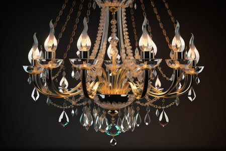 Luxury chandelier isolated on dark background. ai generativeの素材