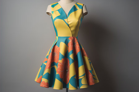 Women's dress on a mannequin in a fashion store. ai generativeの素材