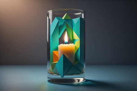 Creative burning candle on a wooden background. ai generativeの素材