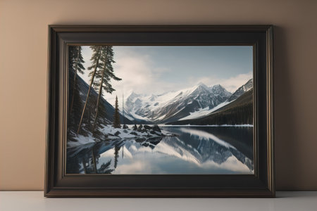 Glass picture frame on a solid color background. ai generativeの素材