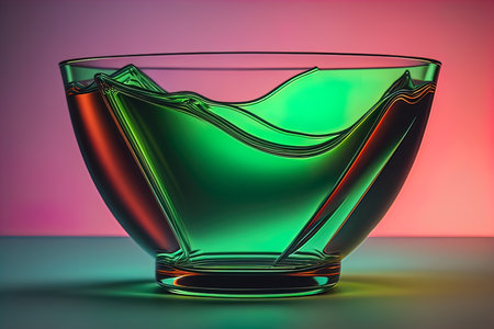 Colorful glass pot on a dark background. ai generativeの素材