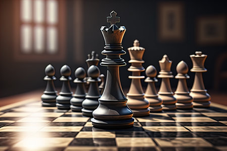 Different chess piece on a solid color background. ai generativeの素材