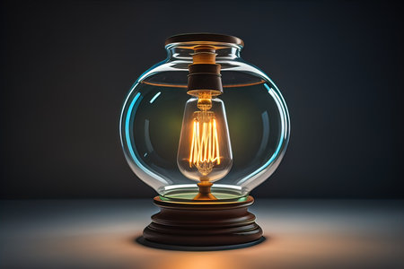 Lantern with glowing light on dark background. ai generativeの素材