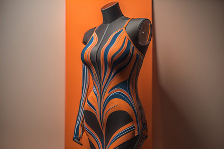 Women's dress on a mannequin in a fashion store. ai generativeの素材