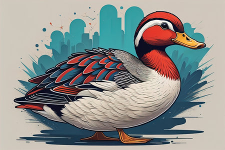 Beautiful duck on a solid color background. ai generativeの素材