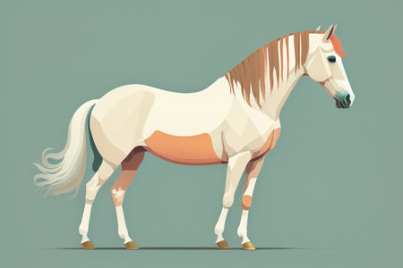 Brown and white horse standing. Vector illustration. ai generativeの素材