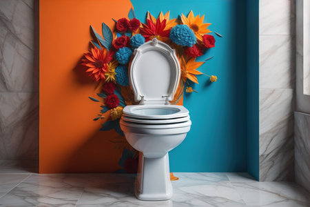 toilet bowl in modern bathroom. ai generativeの素材