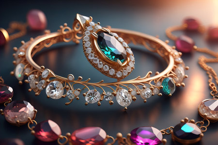 Wedding ring with diamonds on a solid color background. Jewelry. ai generativeの素材