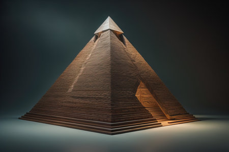 Creative and colorful pyramid on a solid color background. ai generativeの素材
