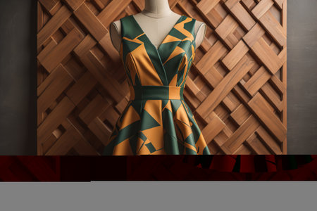 Fashionable dress on mannequin in store, closeup. generative aiの素材