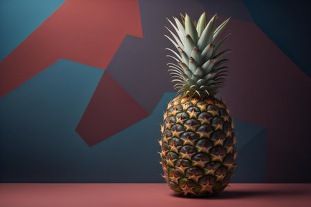 Pineapple on a colored background. ai generatedの素材