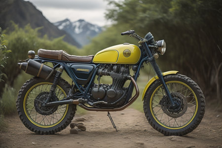 Racing motorcycle in the desert. Motorcycle in the desert. generative aiの素材