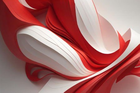 red paper layers over white background with copy space. ai generatedの素材