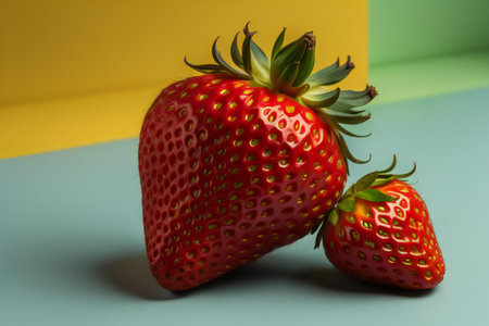 Strawberries on a colorful background. ai generatedの素材