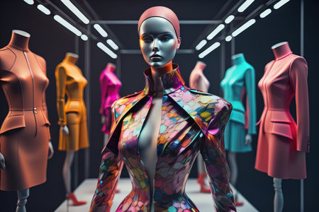 Futuristic fashion mannequin in the store. ai generativeの素材