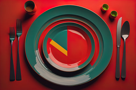 Empty plate on the wooden table. ai generativeの素材