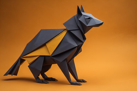 Paper origami animal isolated on solid color background. ai generativeの素材