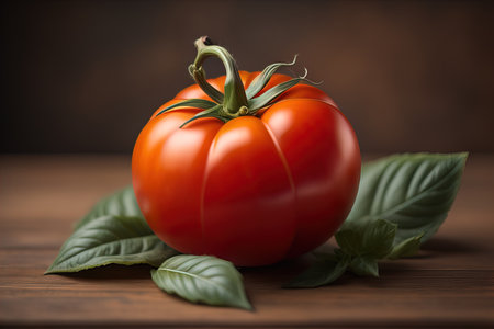 Fresh tomatoe on a wooden background. ai generativeの素材
