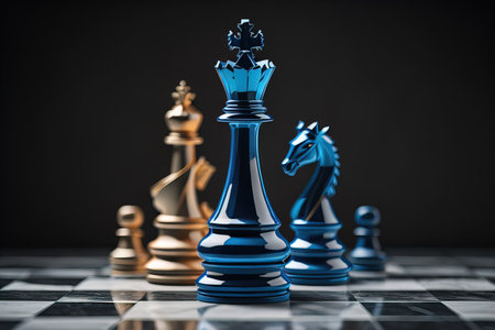 Different chess piece on a solid color background. ai generativeの素材