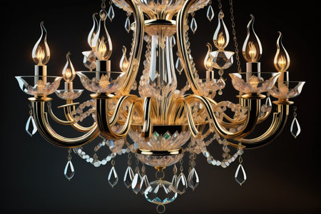 Luxury chandelier isolated on dark background. ai generativeの素材