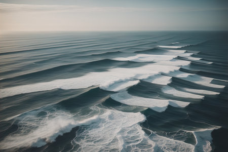 Beautiful seascape with stormy sky. Long exposure shot. ai generativeの素材