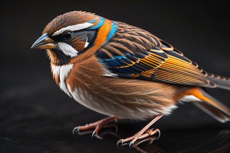 Colorful bird perched on a branch with blurred background, closeup. ai generativeの素材