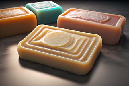 Soap bars on a colored background. ai generativeの素材