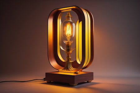 a modern lamp on a solid color background. ai generativeの素材