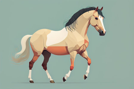Brown and white horse standing. Vector illustration. ai generativeの素材