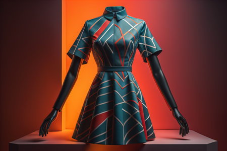 Women's dress on a mannequin in a fashion store. ai generativeの素材