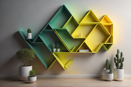 Bookshelf in scandinavian interior. ai generativeの素材