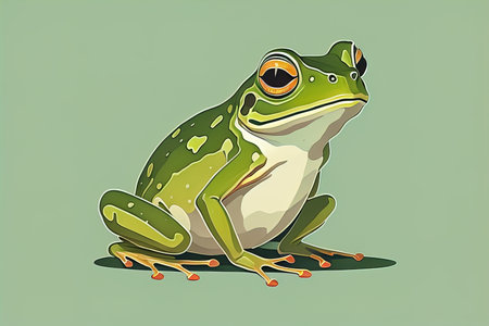 Frog on a green background. Vector illustration of a frog. ai generativeの素材