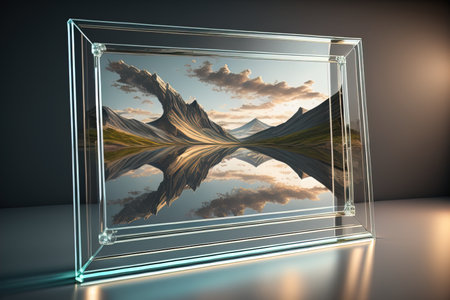 Glass picture frame on a solid color background. ai generativeの素材