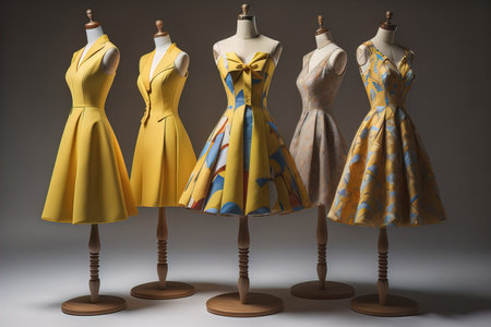 Women's dress on a mannequin in a fashion store. ai generativeの素材