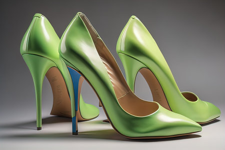 High heel women shoes on a solid colour background. ai generativeの素材