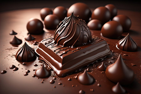 Chocolate truffles on a dark background. ai generativeの素材