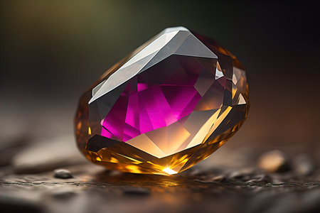 Brilliant multicolored sapphire on a surface. ai generativeの素材