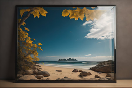 Glass picture frame on a solid color background. ai generativeの素材