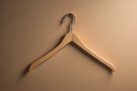 Wooden clothes hanger hanging on the wall. ai generativeの素材