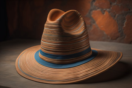 Fashionable hat on a solid color background. ai generativeの素材