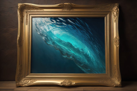 Glass picture frame on a solid color background. ai generativeの素材