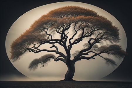 Fantasy Silhouette of a tree in the desert. ai generativeの素材