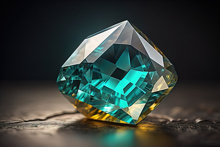 Brilliant multicolored sapphire on a surface. ai generativeの素材