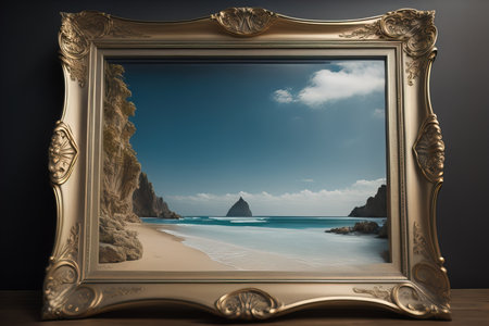 Glass picture frame on a solid color background. ai generativeの素材