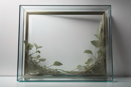 Glass picture frame on a solid color background. ai generativeの素材