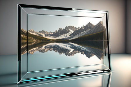 Glass picture frame on a solid color background. ai generativeの素材