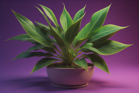 Flowers in a pot on a solid color background. ai generativeの素材