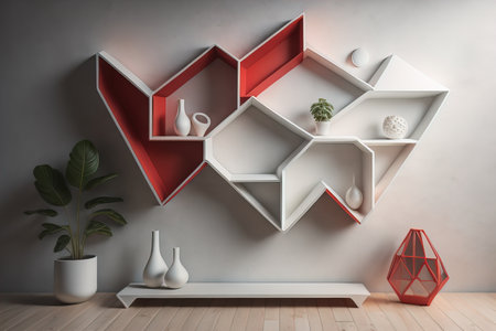Bookshelf in scandinavian interior. ai generativeの素材