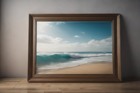 Glass picture frame on a solid color background. ai generativeの素材