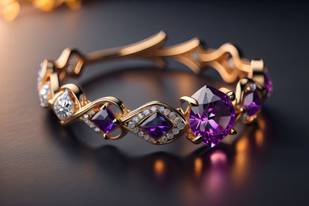 Jewelry ring with precious stones. Jewelry background. ai generativeの素材